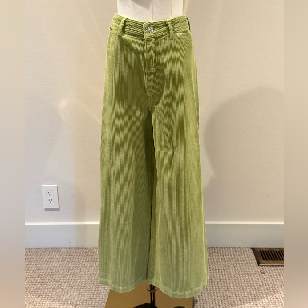 NWOT Wide Leg Corduroy Pants in Light Green